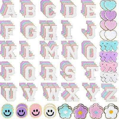 Chenille Letter Patches 136Pcs Self Adhesive Stickers for Clothes Backpacks | 2.3In Varsity Adhesive Letter Patches, 3D Preppy Strong Viscosity No Iron on Patches for Jackets Hats Bags Crafts