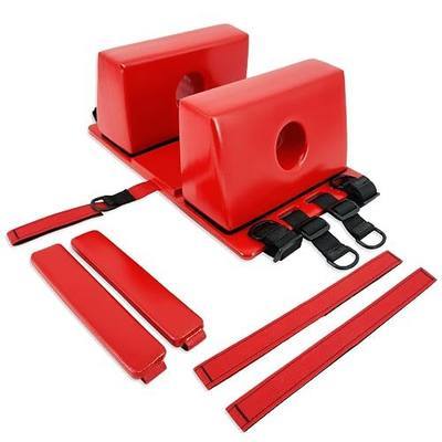 Dixie EMS Spine Board Head Immobilizer for Backboard - Reusable, Lightweight, Durable, Adjustable Straps, Universal Fit for Emergency Medical Use - Red