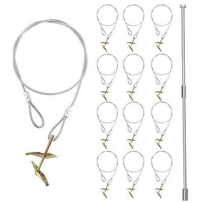 12-Pack Ground Earth Anchors with Drive Steel Tool - 30" x 1/8" Cable Hook Anchors for Sheds, Greenhouses, Carports, Gazebos, Tents, Swing Sets, and More (Double Layer 12pcs)