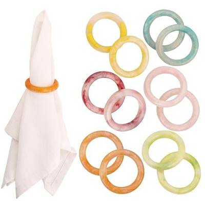 CLEENTABLE Napkin Rings Set of 12 - Epoxy Resin Napkin Holder Cuffs for Dinner Table Décor - Farmhouse Modern Serviette Rings for Weddings, Parties, Receptions, Banquets, Daily Use (Pastel)