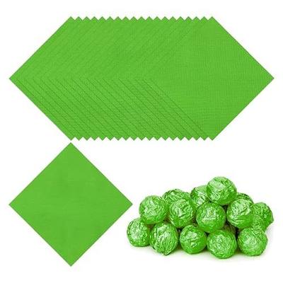 PATIKIL Foil Candy Wrappers 5x5 Inch, 100 Pcs Square Fine Grid Aluminium Foil Candy Wrapping Paper for DIY Chocolate Candies Packaging Decoration, Green