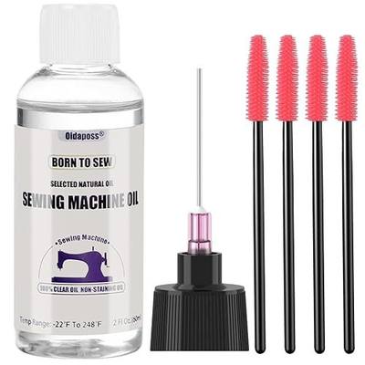 2 Oz Sewing Machine Oil with Oil Applicator and 4 Type Sewing Machine Cleaning Brushes, Fine Light Machine Oil for Lubrication of All Sewing Machine Moving Parts