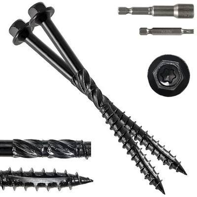 #14 x 4 Wood Structural Screws | 50 Pack Hex Head Lag Screws, Rust Resistant Timber Screws for Timber/Log/Landscaping Wood (Black)