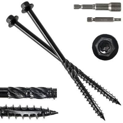 #14 x 6 Wood Structural Screws | 50 Pack Hex Head Lag Screws, Rust Resistant Timber Screws for Timber/Log/Landscaping Wood (Black)