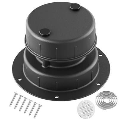 Aluminum RV Plumbing Vent Cap for Roof with Bug Screen Black 1 Pack | UV-Proof Metal Camper Sewer Vent Cover for Black Water Tank Ventilation, Fits 1 to 2 3/8" Pipe, Trailer Outdoor Accessories