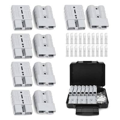 10 Pcs 6-8 Gauge 50A Battery Quick Connect Disconnect Connector with 8 AWG, Jumper Cable Plug Connector Kit for Recovery Winch, Trailer, Towing Systems (Grey with Box)