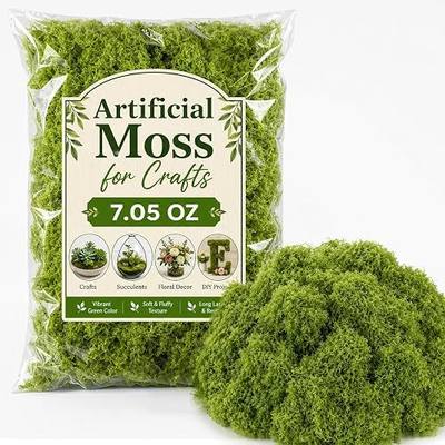 MAQIHAN Fake Moss for Plants Indoor - Artificial Moss for Crafts, 7.05 Oz | Decorative Filler, Fairy Garden, Terrarium, Floral Arrangement, Table Centerpiece, Wedding DIY & Potted Plant Decor
