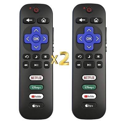 Replacement Remote for Roku TV Remote, 2PK, w/Disney YouTube Apple Button | Indicator light| Oversized font| Smooth buttons| Senior-Friendly| Premium | 1 Year Warranty