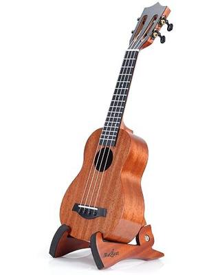 Ukulele Stand, Foldable Ukelele Stand for Travel, Rabbit Shape Ukele Holder | Fits Concert/Pineapple/Soprano/Tenor/Baritone/Violin, Mahogany Wood, Handcrafted, Floor holder, for Home and Studio Display