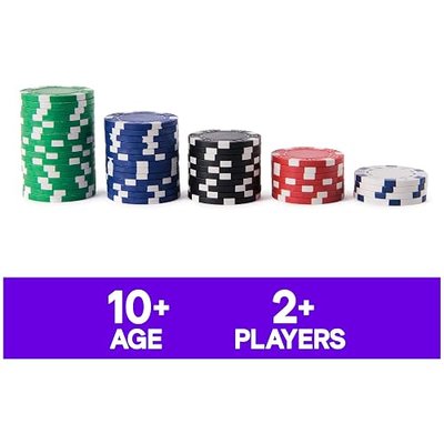 Spin Master Games, Cardinal Classics, 100-Piece Poker Chips Set, Classic Family Board Game, Poker Set for Beginners & Experts, Kids & Family, 2-10 Players, for Ages 8 & Up