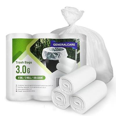 4 Gallon Small Trash Bags 105 Count Tear & Leak Resistant Small Garbage Bags For Bathroom White Trash Can Liners 3G/EACH