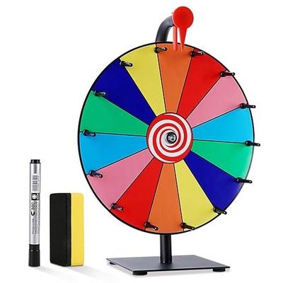 12 Inch Spinning Wheel for Prizes, 14 Slots Prize Wheel with Stand, Customizable Spinner Game for Classroom, Carnival, and Office Events