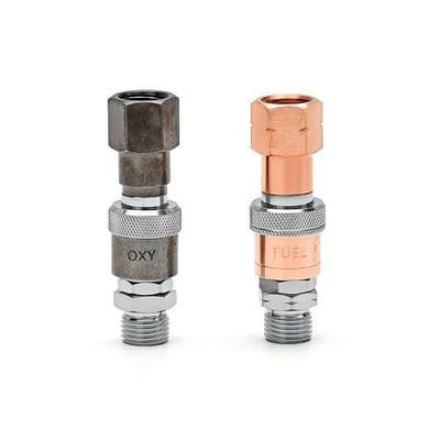 CAMPFIRE QDB10 Oxy Acetylene Quick Connect Fittings QDB10 9/16"-18 B Hose to Torch Connector Set, High Pressure Brass Coupler with Integrated Check Valve, Leak-Proof Upgraded Design for Oxy Fuel