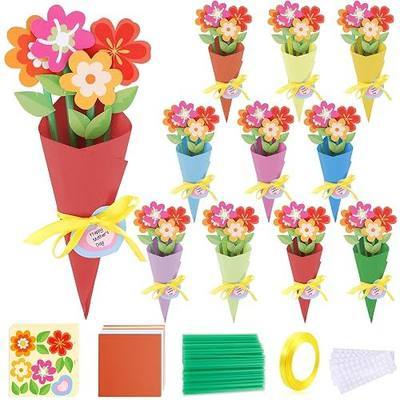 FULAIERGD 32 Set Mother's Day Flower Bouquet Paper Craft Kit-Mother's Day DIY Make Your Own Flower Bouquet for Party Activities Mom Teacher Appreciation Week Valentine Gift