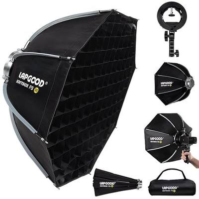 FS90 Softbox 90cm/35.5in Softboxes, Quick Release Foldable Softbox with Honeycomb Grid, S-Type Flash Bracket, Bowens Mount and Carrying Bag, Soft Box for Studio Photography Video Flash