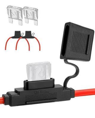 2 Pack Inline Maxi Fuse Holder - 6 AWG 12V Automotive Blade Fuse Holders with 2 Pcs 80 AMP Maxi Fuses | Heavy-duty fuse holder for high-current 12V systems, including amplifiers, winches, RVs and marine applications
