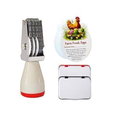 Egg Dater Kit, Date Stamp, 2 Fade-Resistant Inks (Red & Black), Stamper Pad, 50 Farm Fresh Eggs Instructions, for Chicken Duck Turkey Goose Eggs