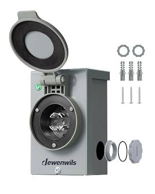 DEWENWILS 30 Amp Generator Inlet Box, Pre-drilled NEMA L14-30 Power Inlet Box, 4-Prong Generator Cord, 125/250V, 7500/12500W, 3R Weatherproof for Outdoor Use, ETL Listed