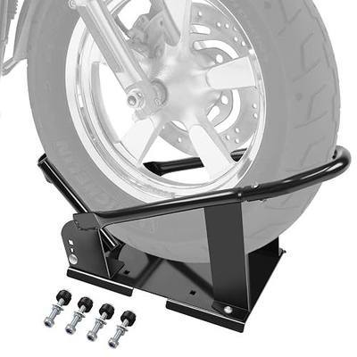 Motorcycle Wheel Chock for Trailer, Adjustable for 15"-21" Wheels | 1800 lbs Capacity, Heavy Duty Front Wheel Stand for Trailer, Cruiser, Sports and Dirt Bikes