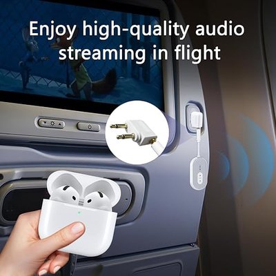 Bluetooth 5.3 Adapter for Airplane, Bluetooth Transmitter Receiver for 2 AirPods or BT Devices, Low Latency, Audio Adpater with 3.5mm Jack & RCA Cable for TV PC Gym Switch Car/Home Stereo