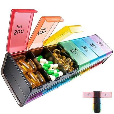 Daviky Extra Large Weekly Pill Organizer 2 Times a Day, XXL Pill Box 7 Day with AM PM Large Compartments, BPA-Free Daily Medicine Case, Jumbo Pill Holder for Fish Oils, Vitamins & Supplements(Black)