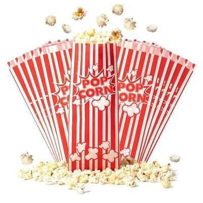 Fit Meal Prep 250 Pack Paper Popcorn Bags Individual Servings 2 Oz, Classic Red & White Striped Popcorn Sleeves, Disposable Popcorn Bags Bulk for Party Popcorn Machine for Movie Nights