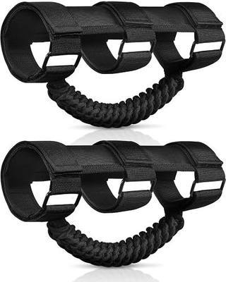 moveland Upgrade Roll Bar Grab Handles for Jeep Wrangler 1955-2023, Black | Fits JL/JK/TJ/YJ & Gladiator, Premium Grade Nylon Materials, Ergonomic Round Woven Grip, Soft & Comfortable, 2 Pack