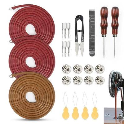 3 PCS Treadle Sewing Machine Belt, 72 Inch 3/16" Sewing Treadle Belts Replacement Leather Belt with Hook for Singer/Jones Sewing Machine 3PCS Sewing Machine Leather Belts Total 31 PCS Accessories