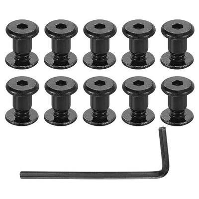 uxcell 20 Sets Screw Post, Male M4x4mm Stainless Steel Screw Rivets, Female 5x5 Hex Drive Binding Screws Belt Buckle Binding Bolts Leather Fastener with 1Pcs Wrench, Black