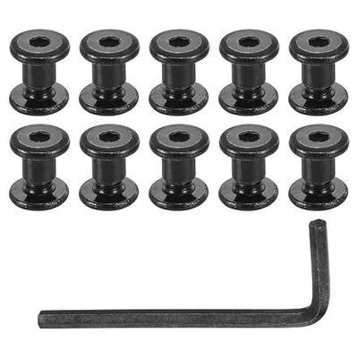 uxcell 20 Sets Screw Post, Male M5x5mm Stainless Steel Screw Rivets, Female 6x6 Hex Drive Binding Screws Belt Buckle Binding Bolts Leather Fastener with 1Pcs Wrench, Black