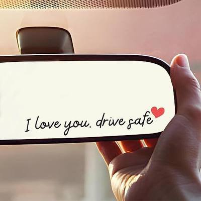 Miarita 3X I Love You Drive Safe Mirror Sticker, Cute Car Stickers for Womens, Car Decals for Women, Rear View Mirror Sticker, Valentines Day Gifts for Her, Him (I Love You Drive Safe Black)