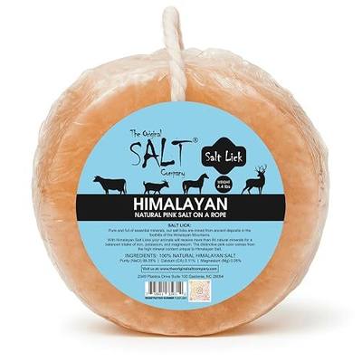 100% Organic Himalayan Salt Lick Provides Essential Minerals for Your Horse/Livestock. This 4.4 lbs Natural Pink Salt Block on a Rope Supports Hydration/Digestion/Wellness.
