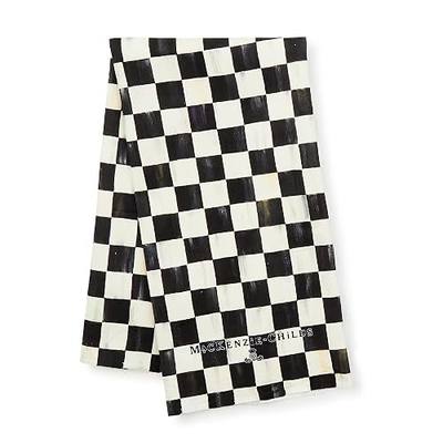 MACKENZIE-CHILDS Cotton Dish Towel, Black-and-White Courtly Check | Washable printed towel for kitchen decor, 18" x 26"