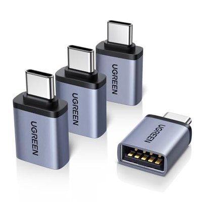 UGREEN USB C to USB Adapter 4 Pack, 10Gbps USBC Male to USB 3.2 Female Adapter, Type C USB C Adapter for MacBook Pro,iMac,iPhone 17 16 15 Pro Max,iPad Pro, Thunderbolt 4, Samsung,Space Gray