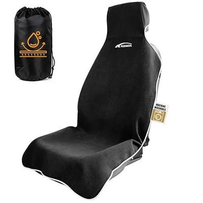 Car Seat Towel Cover, 3-Layer Waterproof Seat Protector with Soft Terry Cloth, Non-Slip Silicone Backing, Absorbent Sweat Cover for Gym, Beach, Pets, Cars & SUVs (Black, 1 Pack)