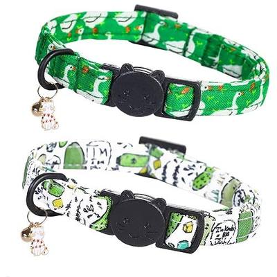Goose & Dill Cat Collar(2-Pack) Breakaway for Boy Cats | Safety Buckle, Kitten and Bell Pendant, Adjustable, Cotton Material, for Cats and Small Pets