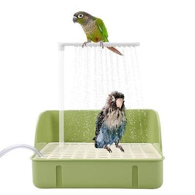 Automatic Bird Bath Fountain, USB Powered Bathtub for Parrots | Anti-Bite Cord Protector, Running Water Faucet, Circulating Basin for Conures, Cockatiels, Lovebirds, Parakeets