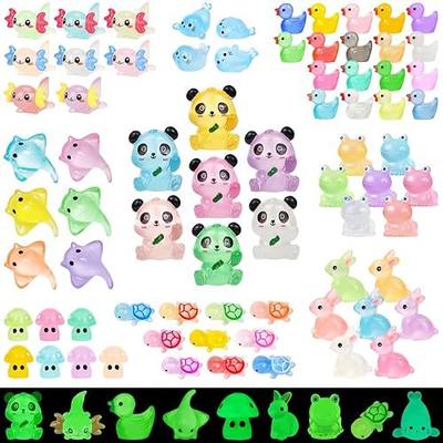 120 Pcs Luminous Mini Resin Animals Glow in The Dark Miniature Figurines | Small Little Tiny Plastic Duck Panda Animal Figures, DIY Crafts Micro Landscape Decoration Fairy Garden Accessories