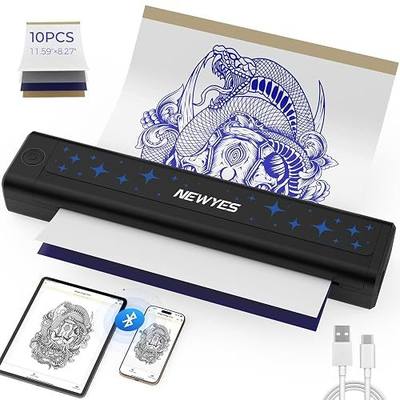NEWYES Tattoo Stencil Printer Wireless Portable Thermal Printer Kit | For Tattoo Artists & Beginners, Matte Effect Clear Printing, Compatible with Mobile Phone, Compatible with Pad