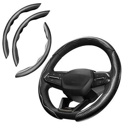 3 Piece Carbon Fiber Steering Wheel Cover, Car Steering Wheel Cover for Men/Women, Anti-Slip, Comfortable Grip, Durable, Universal for 99% Car Interior Accessories (Black)