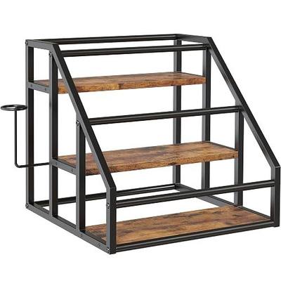 Coffee Syrup Rack Organizer, 3 Tier Countertop Storage Shelves, Kitchen Storage, 12 Syrup Bottle Stand Holder for Wine, Liquor, Kitchen Coffee Station Organizer Rack, 13.8"x13.4"x13.0", Rustic Brown