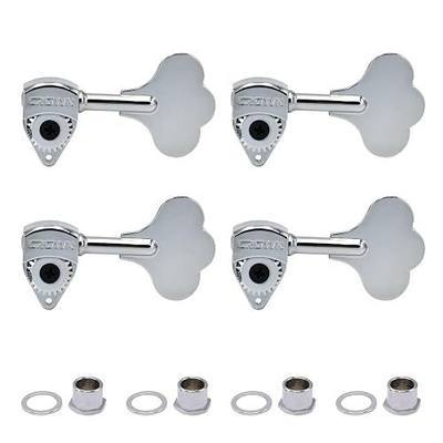 FRETJOYB 24:1 Bass Tuners (4 Right) Open Gear Bass Tuning Pegs for Electeric Jazz Precision P Bass Replacement-Chrome(4R)