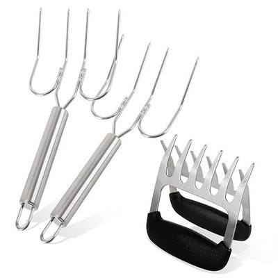 4 Pcs Turkey Lifter Forks And Meat Shredder Claws Set | Stainless Steel Turkey Forks And Meat Claws For Roasting, Shredding Pulled Pork, Turkey, BBQ, Grilling And Holiday Meals