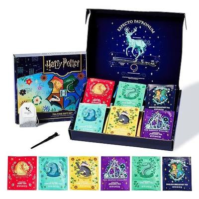 HARRY POTTER, Tea Gift Set, Includes Stir Wand and 48 Tea Bags in 6 Flavors, HARRY POTTER Gifts Tea Box with Both Green Tea Bags and Black Tea Bags