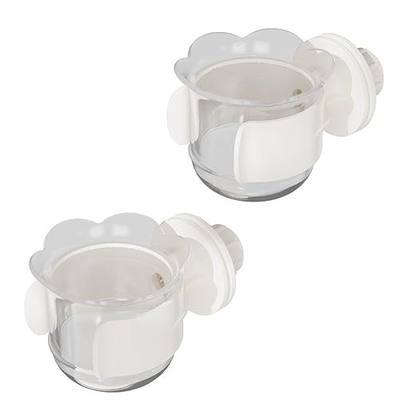 2pcs/4pcs PET Bird Bowls with Clamp, Bird Cage Feeder, Durable Water Bowl, Feeding Cups, Water Feeder for Cockatiel, Parakeet, Macaw, Finches, Lovebirds, Small Animals Gray (White, 2pcs)
