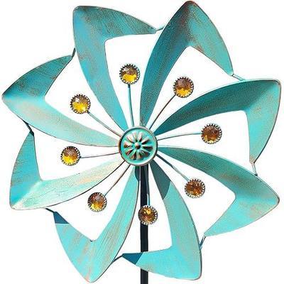 Wind Spinners Outdoor, 10 inch Wind Sculptures & Spinners, Metal Kinetic Wind Spinner, Decorative Pinwheels Large Wind Spinners for Yard and Garden Decor,Green