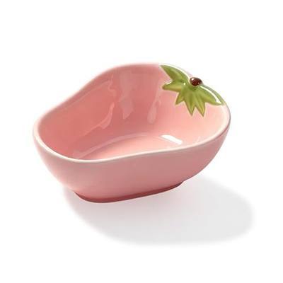 Small Guinea Pig Food Bowl Strawberry-Shaped Cute Ceramic Hamster Water Bowl Ferret Rat Chinchilla Rabbit Feeding Dish Young Animal Feeder(Pink)