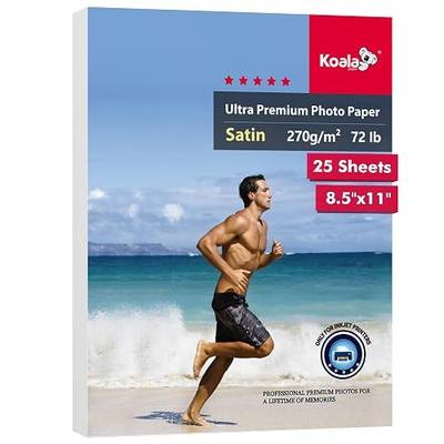Koala Photo Paper Resin Coated 8.5x11 In Satin Photo Printer Paper 72lb | for Inkjet Printer Water-Resistant Semi Gloss 25 Sheets