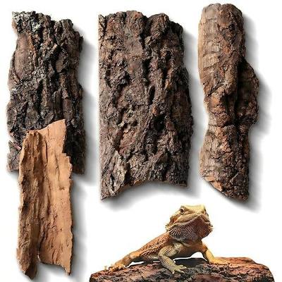 4pcs Reptile Bark Decor Wood,Natural Cork Bark, Bark Cork Hides Water Bark Flats Decor,Reptile Bark Cork Wood Bark Terrarium for Bearded Dragon Lizard Geckos Tortoise Random Shape Random Size Deliver