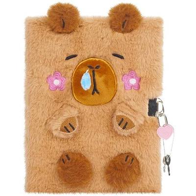 Capybara Diary for Girls with Lock, Plush Capybara Toys Gift for Teen Girls, Kids Writing Journal Notebook, Birthday Gifts for Little Girls Ages 5 6 7 8 9 10-12 Year Old